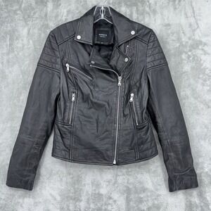 Barneys Originals Jacket Women 10 Clara Biker Moto Genuine Sheep Leather Grunge